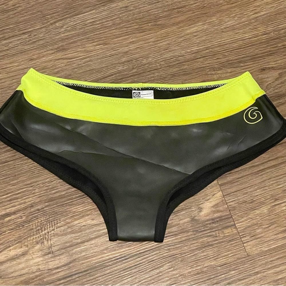 GlideSoul Neoprene Black and Neon Yellow Bikini Bottom Size Small